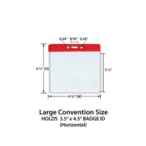 3.5"x4.5" Large Trade Show ID Holder with Red Stripe at Top (Horizontal/Landscape)