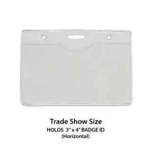 3" x 4 inch standard trade show ID badge holder - Clear Plastic (Horizontal/Landscape)