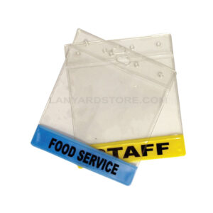 Clear Plastic ID Holders with Custom Printed Strip On The Bottom (Horizontal/Landscape)