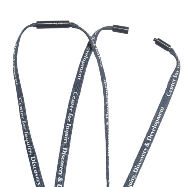 Custom printed lanyard with safety break-away behind the neck.