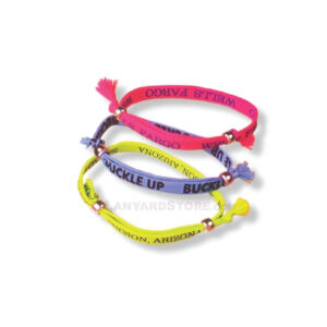 Custom Printed Friendship Bracelets - Adjustable length polyester swag
