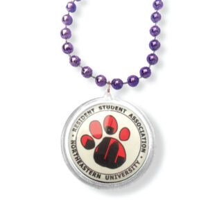 Unique party beads neckace with full color dome imprint - Mardi gras custom beads in color